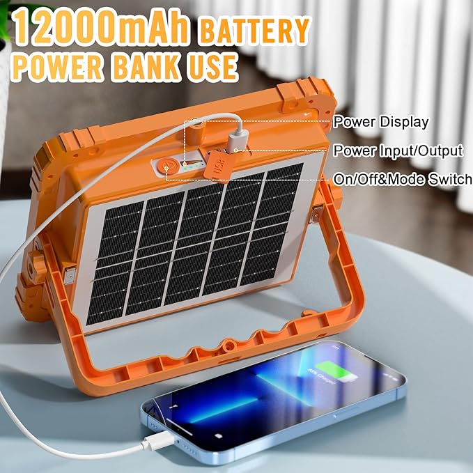 100W LED Solar Work Light, 466 LED 10000LM Magnetic Worklight - Image 6