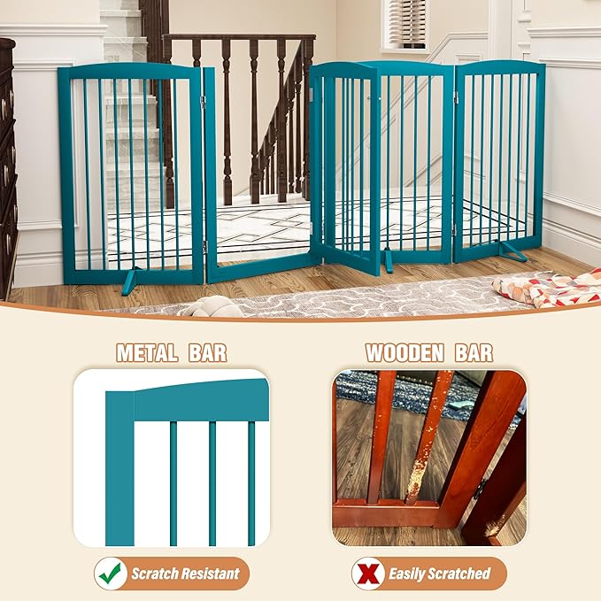 Freestanding Dog Gates with Door Walk Through, Pet Gate - Image 4
