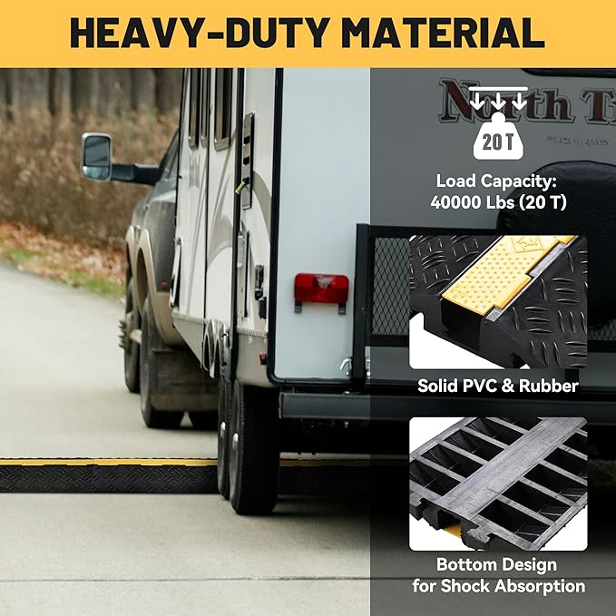 Yescom Cable Ramp Protector 1 Channel Garden Hose Protecitive 44000 Lbs Load - Image 5