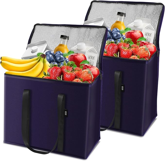 2-Pack Reusable Insulated Grocery Bags by ORILUME