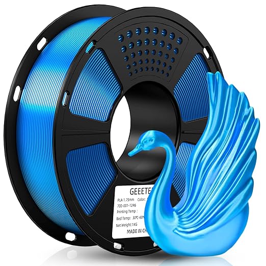 GEEETECH 3D Printer Silk PLA Filament 1.75mm Sky Blue, Shiny 3D Filament 1kg 1 by GEEETECH