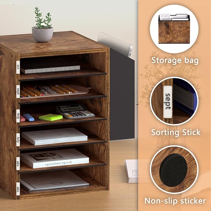 6 Tier Adjustable Countertop Mail Sorter, Mailboxes - Image 4