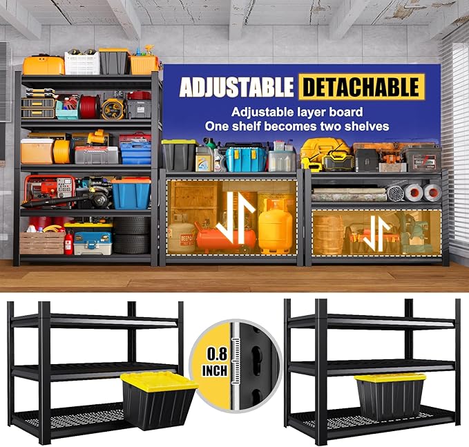Garage Shelving-3000 lbs 5 Tier Storage Shelves, Adjustable Heavy Duty Metal - Image 3