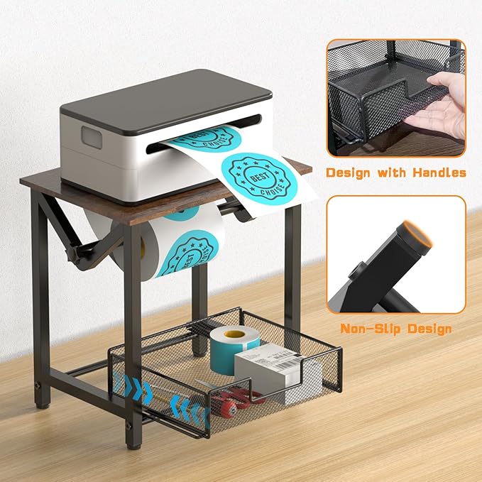 Label Holder for Rolls and Fan-Fold Labels, Thermal Sticker Holder for Desktop - Image 4