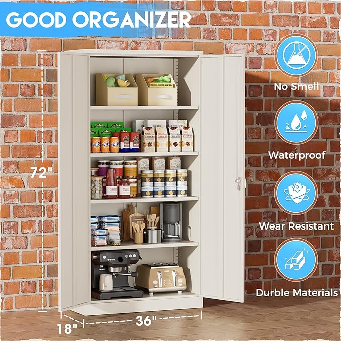 Greenvelly Garage Storage Cabinet, Steel File Cabinet - Image 4