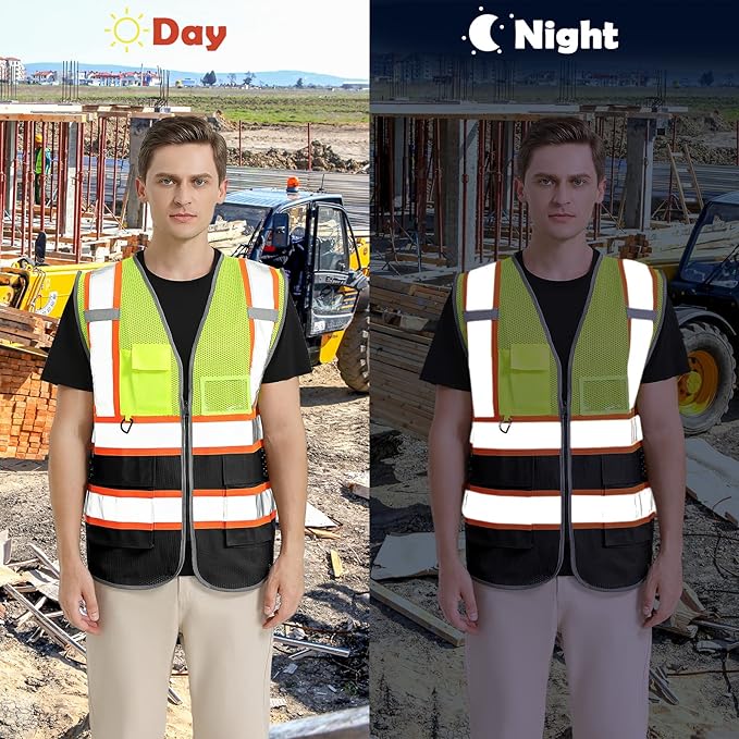 BeautyWill Custom Logo Safety Vest Class 2 High Visibility Reflective Vest - Image 6