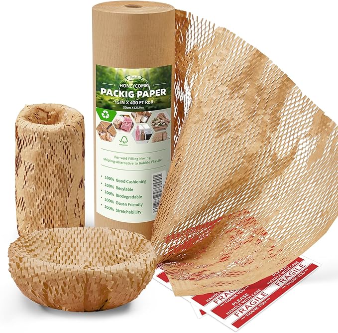 Honeycomb Packing Paper Wrap 15"x400' Sustainable Alternative to Bubble by Besitek