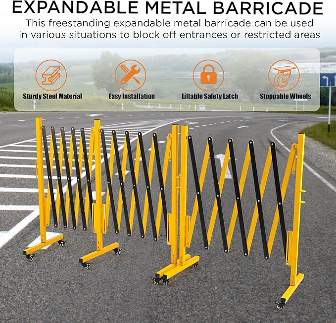 TECSPACE Industrial Expandable Metal Barricade, Expansion Size 16.4 FT - Image 8