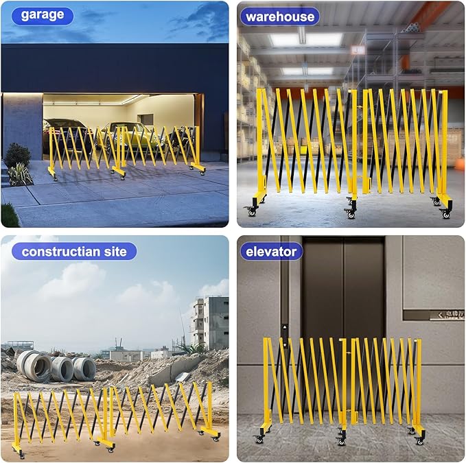 2 Set 16.8FT Industrial Metal Expandable Barricade，Retractable Traffic Fence - Image 8