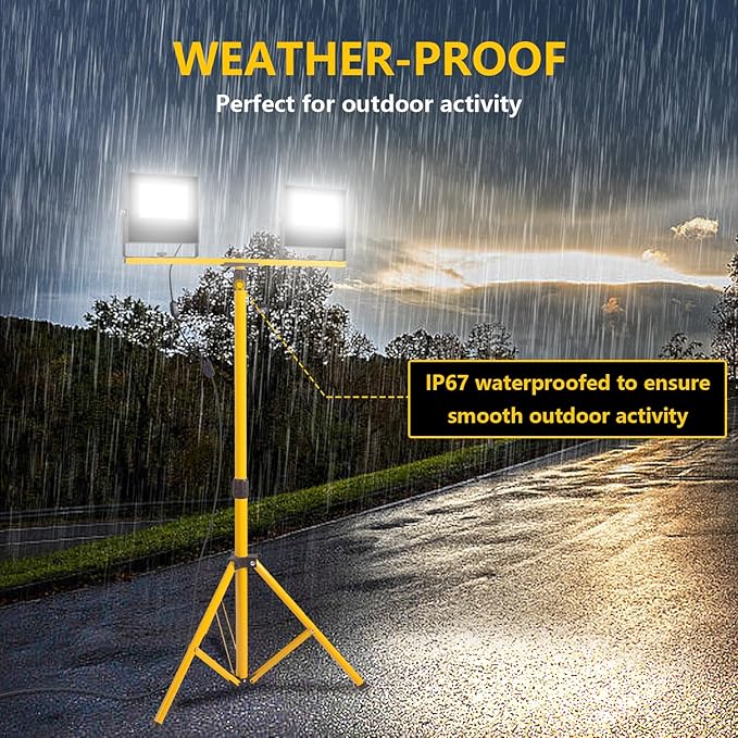 24000 Lumen Work Lights with Stand, 2 Adjustable Head LED Work Light with - Image 5