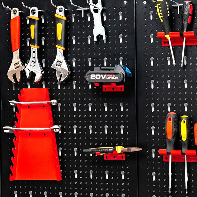 Goplus Garage Pegboard Tool Organizer, 4ft Metal Pegboard Wall Organizer w/3 - Image 9