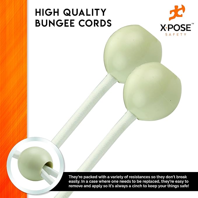 Xpose Safety Bungee Ball Cords 6" 100 Pack Heavy Duty White Stretch Rope - Image 4