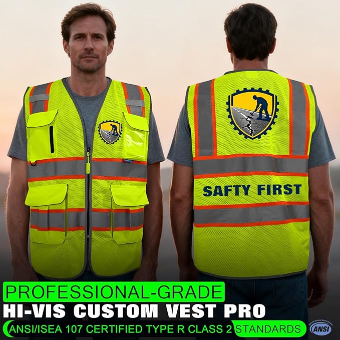 BeautyWill Custom Logo 10 Pockets Safety Vest Class2 ANSI Certified High - Image 4