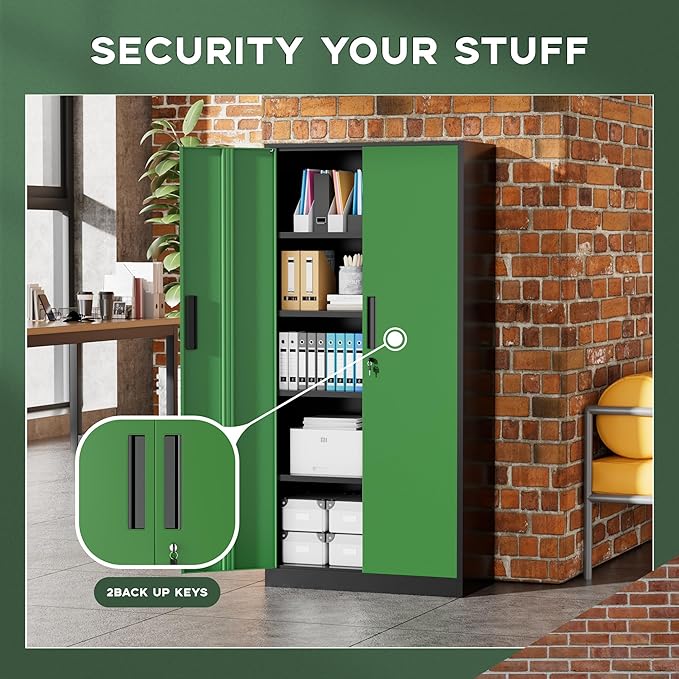 Greenvelly Metal Storage Cabinet, Lockable Steel Cabinet - Image 6