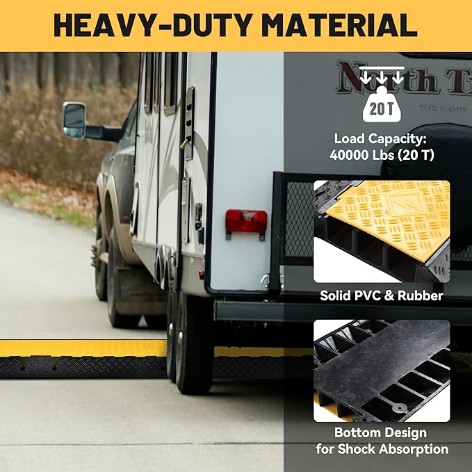 Yescom Cable Ramp Protector 3 Channel Garden Hose Protecitive 44000 Lbs Load - Image 5