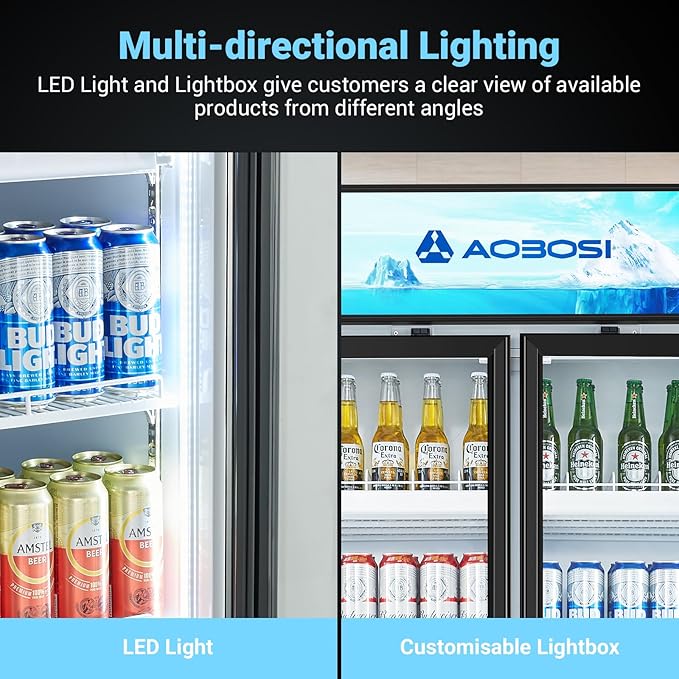 AAOBOSI Commercial Merchandiser Refrigerator, 36.8 Cu.Ft Glass Door Display - Image 8