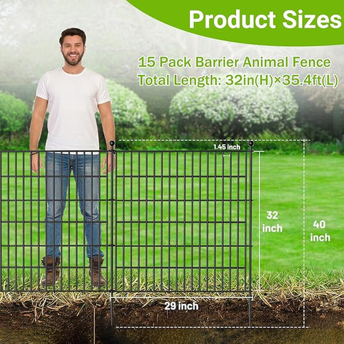 15 Panels No Dig Decorative Outdoor Garden Fence - Image 2
