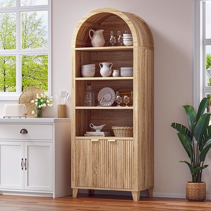 79.9" Tall Arched Pantry Cabinet, 6-Tier Arched Cabinet by Durayloly