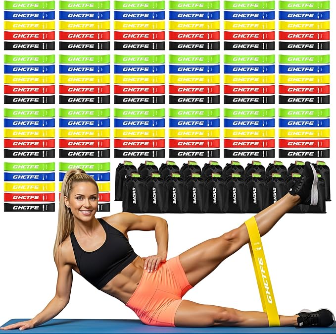 100PCS Resistance Bands Bulk Set by GHCTFE%E2%80%94SportsWithoutBounds