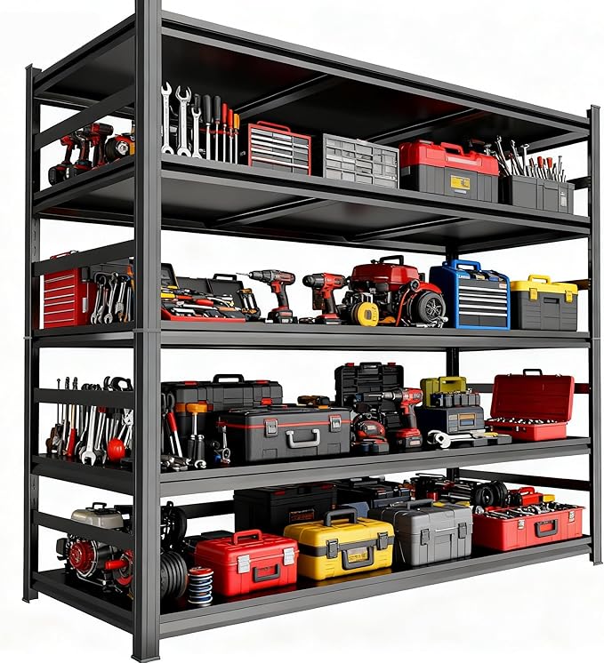 Garage Shelving, Adjustable 5-Tier Storage Shelves, Double-Thickened Columns by Notmise