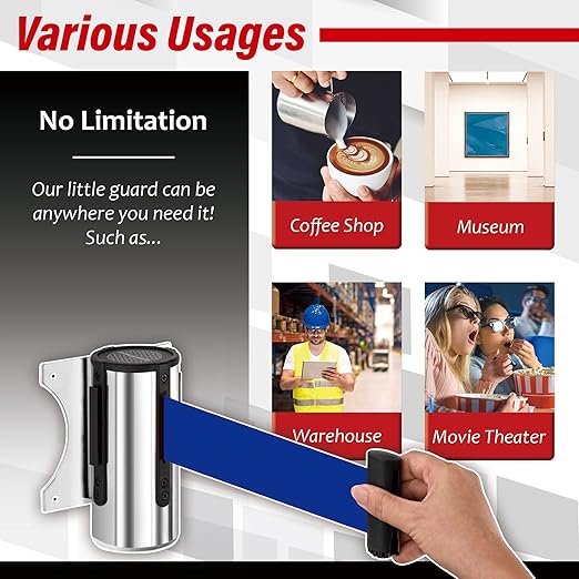 DuraSteel Wall Mount Crowd Control Retractable Belt Barrier - Image 4