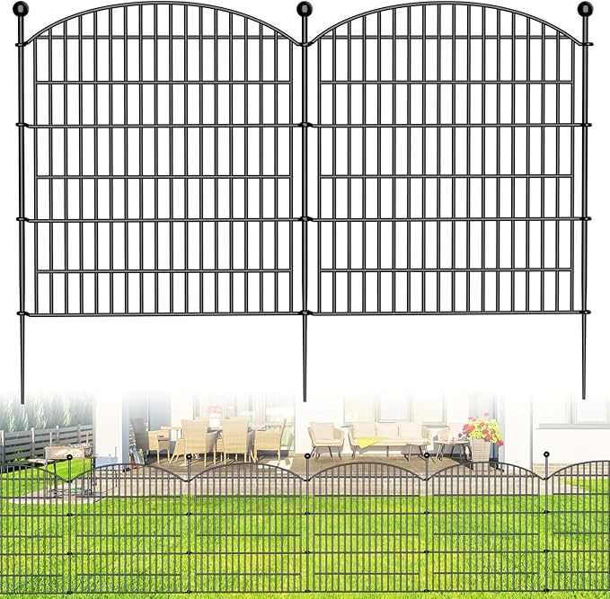 Decorative Garden Fence, 5 Panels - 32 in x 11.8 ft No Dig Dog Fence Outdoor by Bilibompa