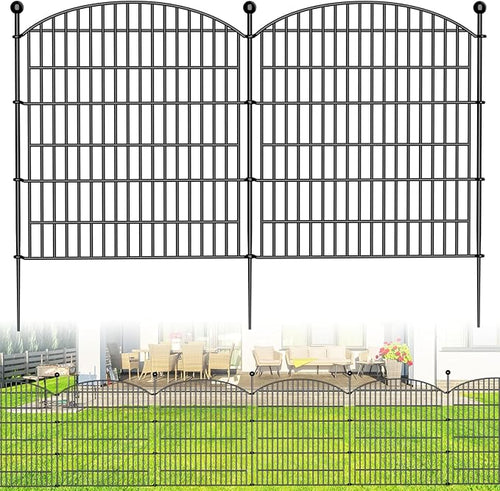10 Panels Decorative Garden Fence - 32 in x 23.6 ft No Dig Dog Fence Outdoor by Bilibompa