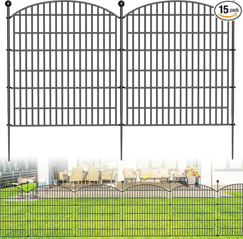15 Panels Decorative Garden Fence - 32 in x 35.4 ft No Dig Dog Fence Outdoor by Bilibompa