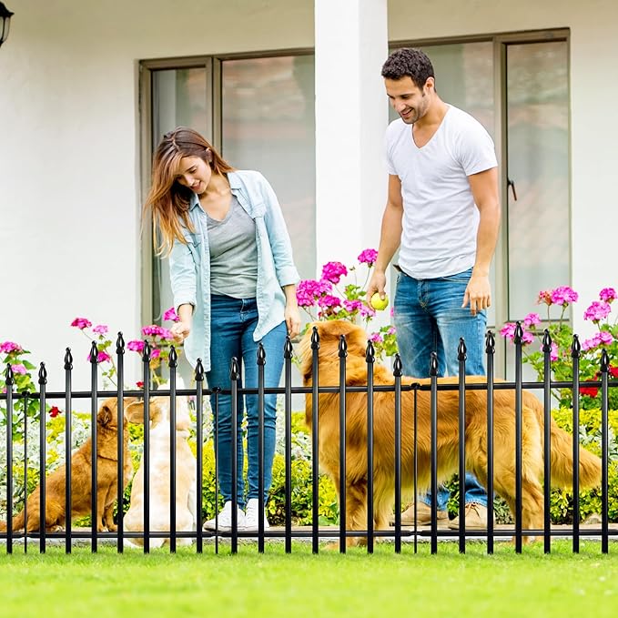 Metal Garden Fence 26" H x 24" W Rustproof Animal Barrier No Dig Decorative - Image 2