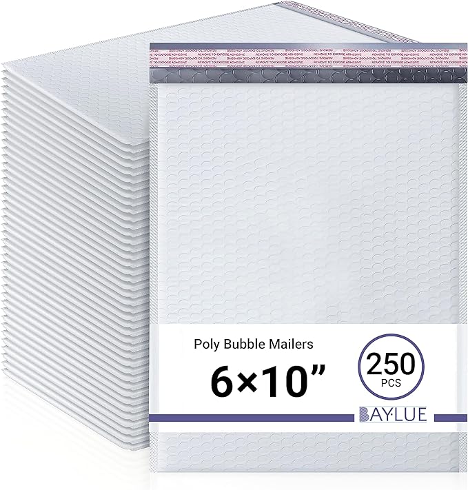 White Small Poly Bubble Mailers 6x10 inch #0 | Self Seal Padded Envelopes | by BAYLUE