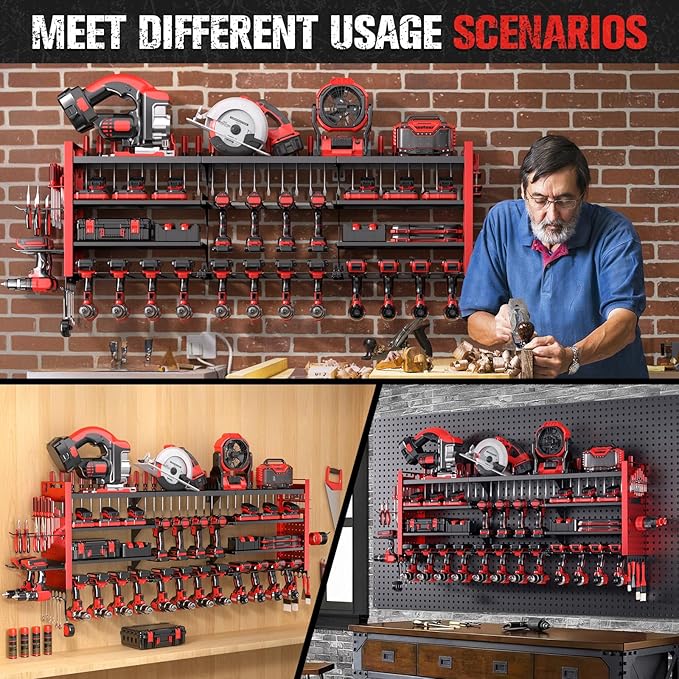 49.8" W Super Large Power Tool Organizer Wall Mount, 4-Layer Heavy Duty Tool - Image 6
