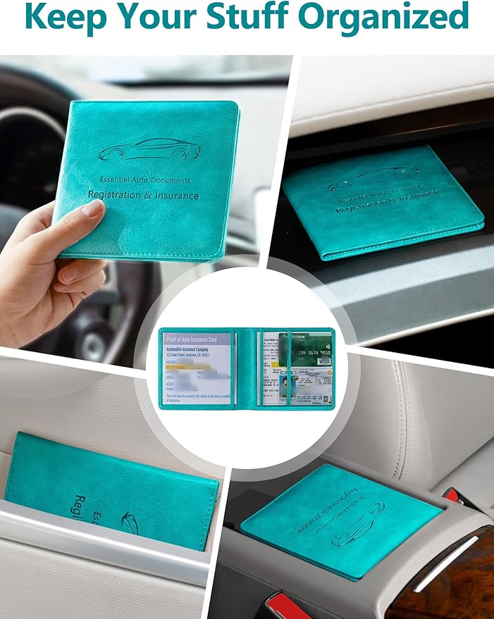 Mymazn Car Registration & Insurance Card Holder, PU Leather Holder - Image 6