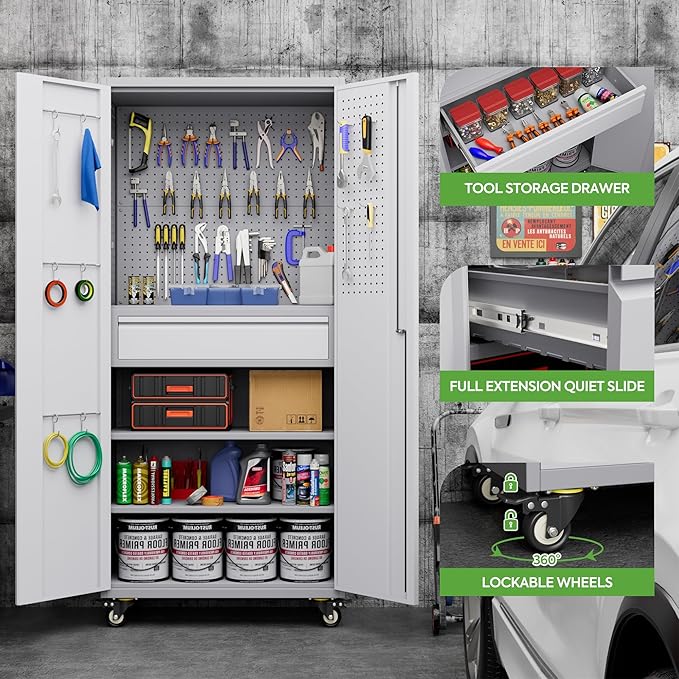71" H Metal Garage Storage Cabinet - Image 4