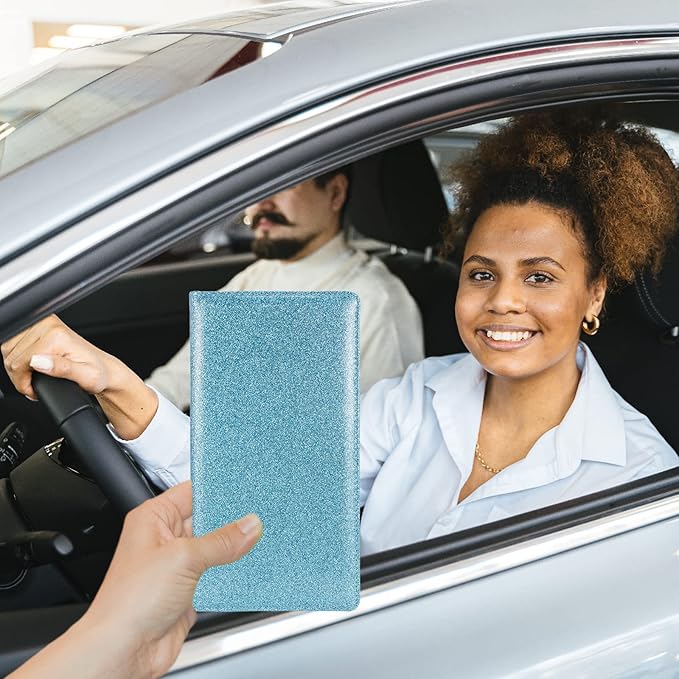 Car Registration and Insurance Holder, Leather Magnetic Shut Vehicle Glove Box - Image 6