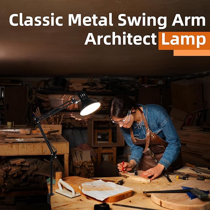 Desk Lamp for Home Office Eye-Caring Metal Extra Tall Swing Arm High Intensity - Image 3