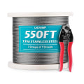 Lichamp 550FT 1/8" Stainless Steel Wire Rope Cable, Aircraft 316 SS Braided by Lichamp