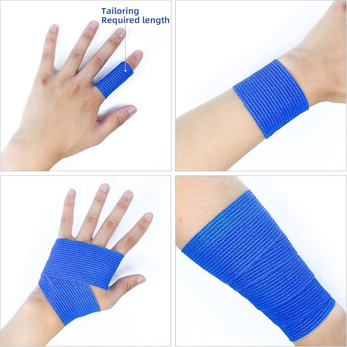 Blue-Self Adhesive Bandages Pre Wrap, Athletic Elastic Cohesive Bandage - Image 3