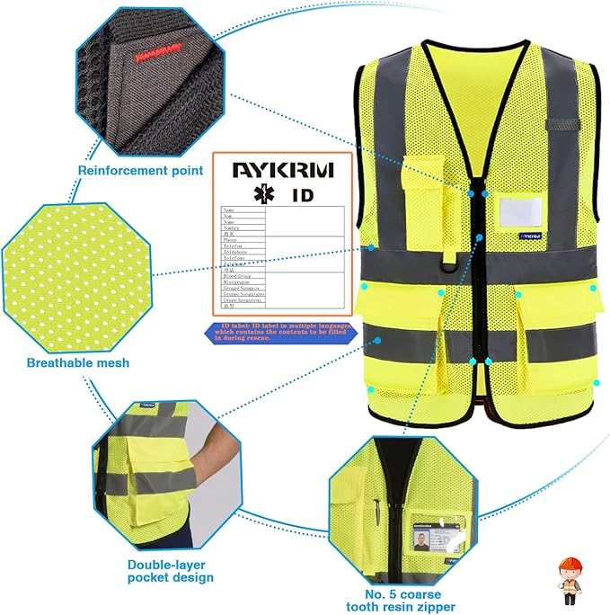 A-SAFETY High Visibility Mesh Safety Reflective Vest - Image 5