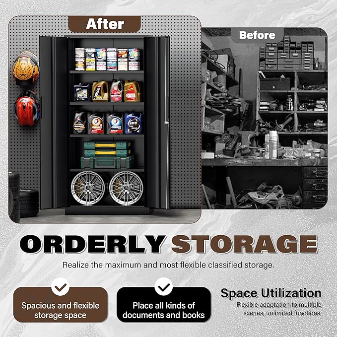 Incbruce 72” Metal Storage Cabinet, Garage Cabinets and Storage System - Image 5