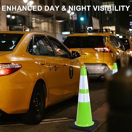 OrangeStar 28" Traffic Cones 6-Pack, Weighted Rubber Base - Image 3