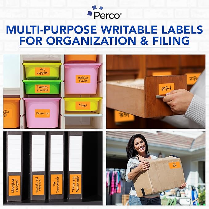 Perco Fluorescent Orange 3x5 Inch Perforated Sticker Labels — 150 Stickers/Roll - Image 4