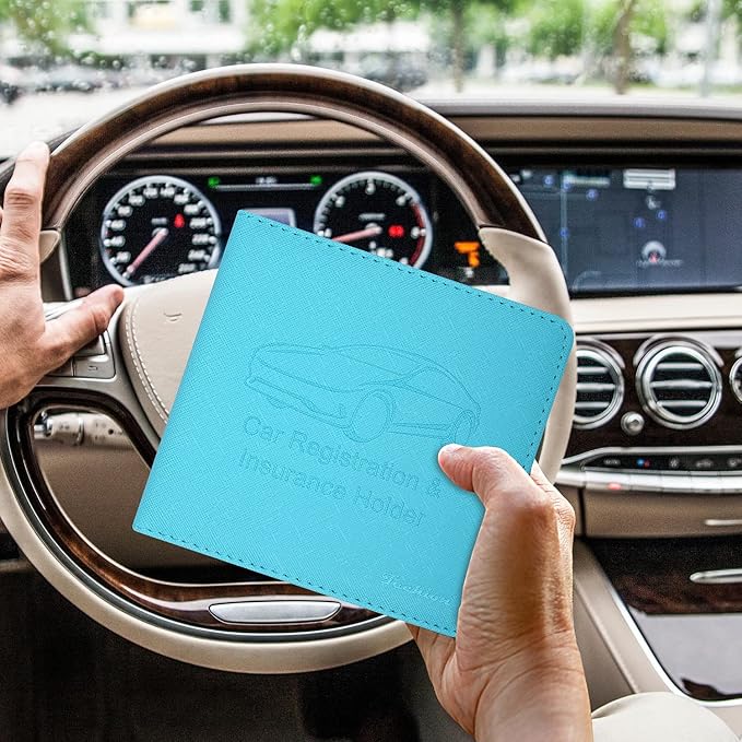 Car Insurance and Registration Holder, 5.5 x 5 Inch PU Leather Vehicle Glove - Image 6