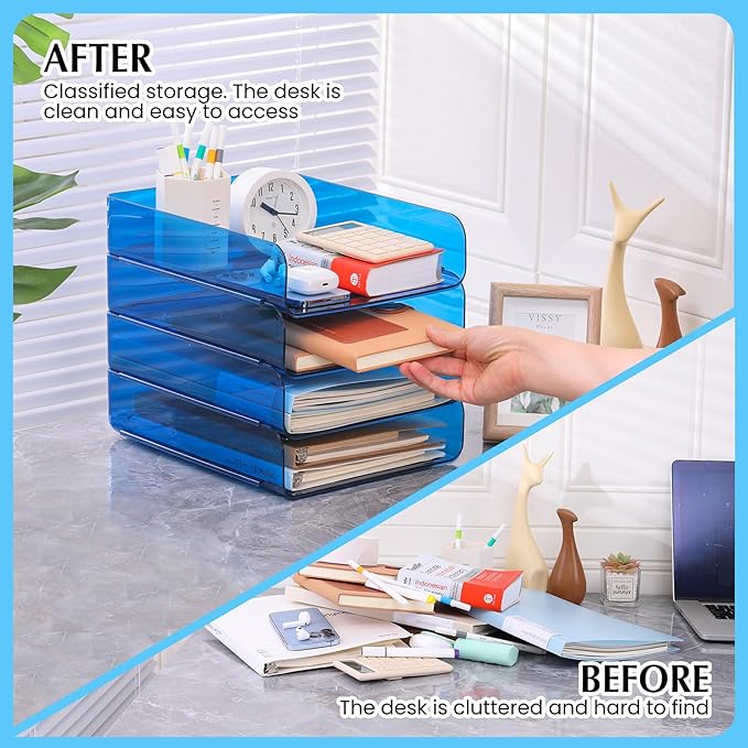2 Pack Stackable Paper Tray File Organizer - Image 6