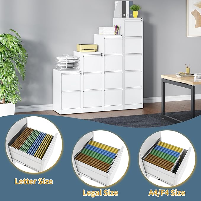 3 Drawer File Cabinet with Lock, Vertical Filing Cabinets - Image 9