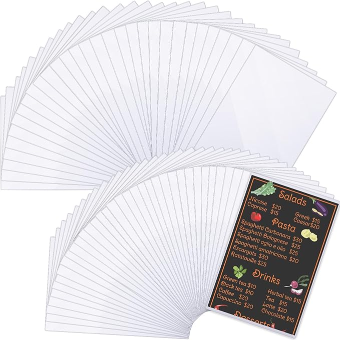 Henoyso 200 Pcs 8.5" x 14" Menu Cover Rigid Print Protectors Clear Heavy Duty by Henoyso