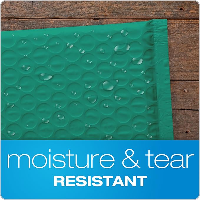 Quality Park Bubble Mailers, Turquoise Poly Mailers, Padded Envelopes, Shipping - Image 2