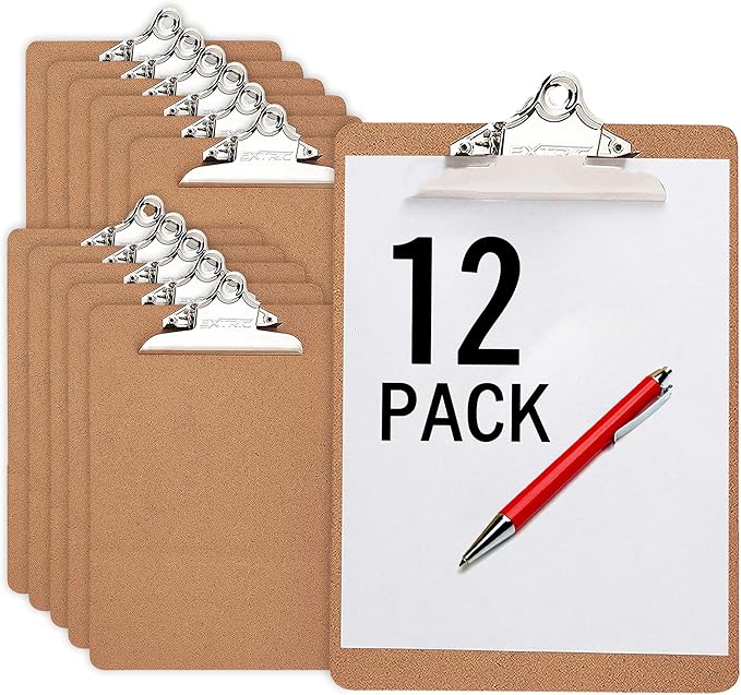 12 Clipboards, Standard A4 Letter Size Clipboard by EXTRIC