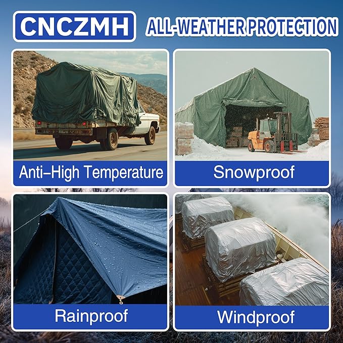 Tarp Waterproof 10x10 Feet, 8 Mil Thick Finished Size Silver/Blue Poly - Image 4
