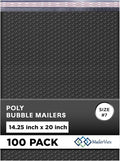 Black Extra Large Poly Bubble Mailers 14.25x20 inch #7 | Self Seal Large Padded by MAILERVIEW