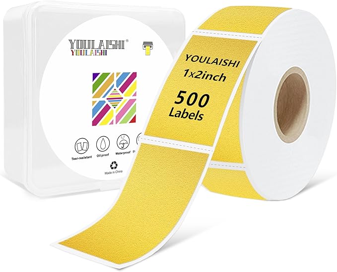 1x2 inch Label Stickers Roll for Thermal Printer 500PCS Colored Removable by YOULAISHI